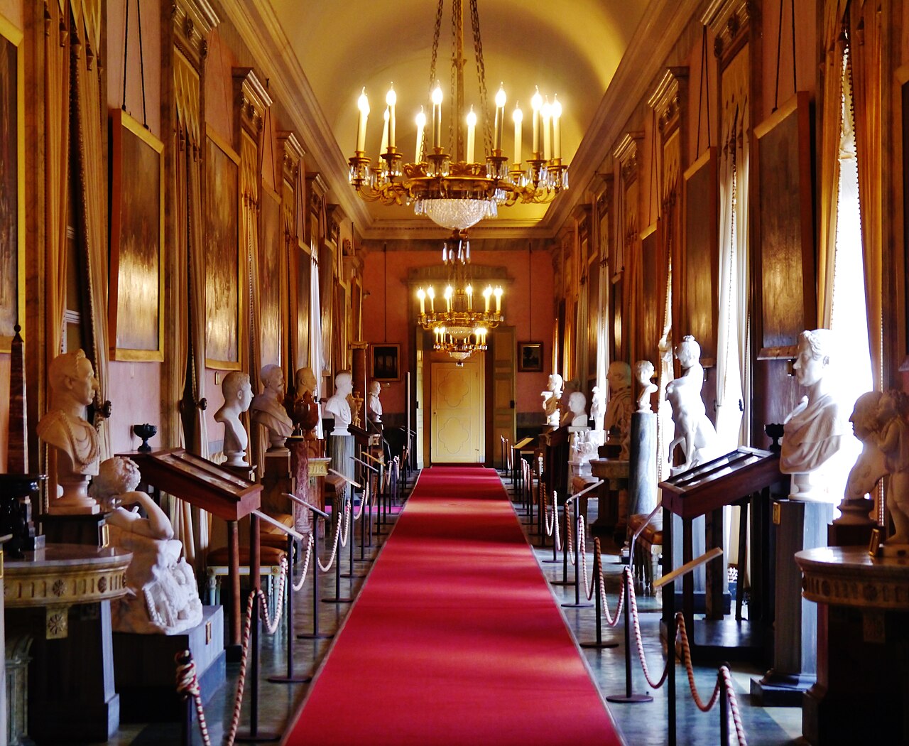 The Art Gallery lined with marble busts and paintings